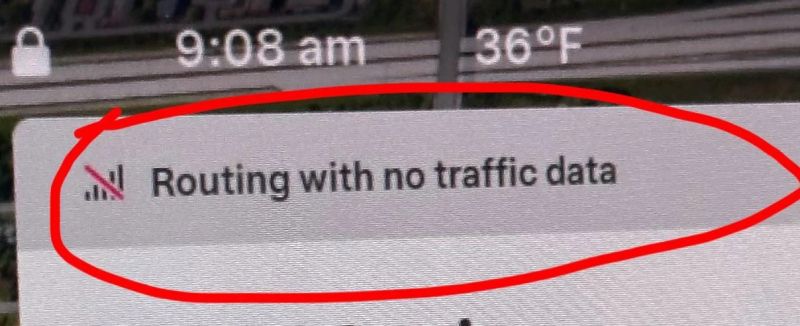 Tesla Say "Routing with No Traffic Data"